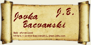 Jovka Bačvanski vizit kartica